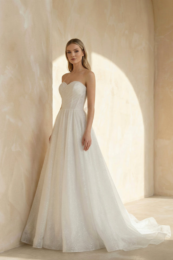 Kendall | A Line Sweetheart Sparkly Bohemian Wedding Dress Bridal Gown – Wedding Dresses by KissProm | Available at KissProm
