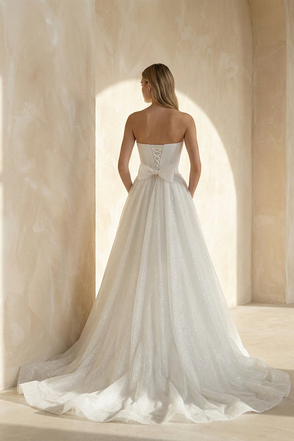 Kendall | A Line Sweetheart Sparkly Bohemian Wedding Dress Bridal Gown – Wedding Dresses by KissProm | Available at KissProm