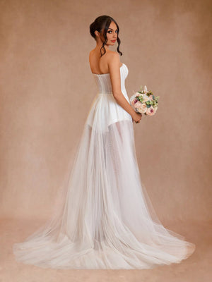A-line Sweetheart Tulle High Split Bohemian Wedding Dresses