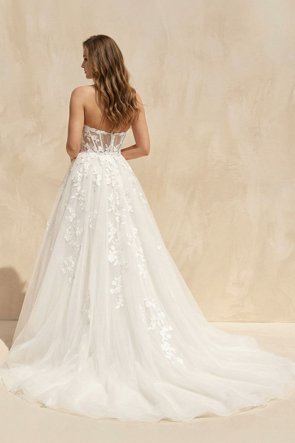 A-Line Sweetheart Tulle Wedding Dresses With Slit– Wedding Dresses by KissProm | Available at KissProm
