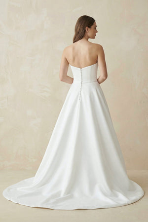 A-Line Sweetheart White Satin Wedding Dresses – Wedding Dresses by KissProm | Available at KissProm