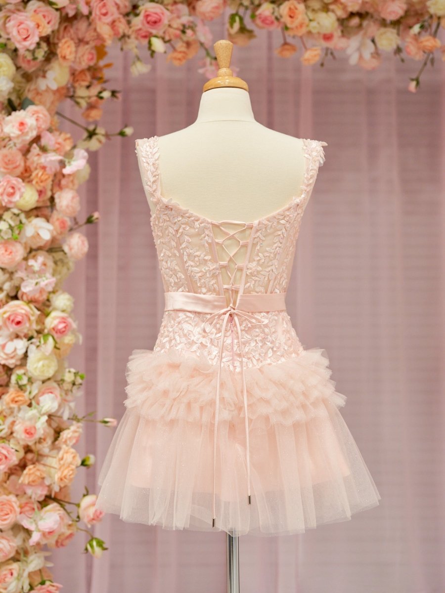Sadie | A Line Tulle Tiered Short Homecoming Dress