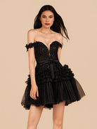 Sadie | A Line Tulle Tiered Short Homecoming Dress