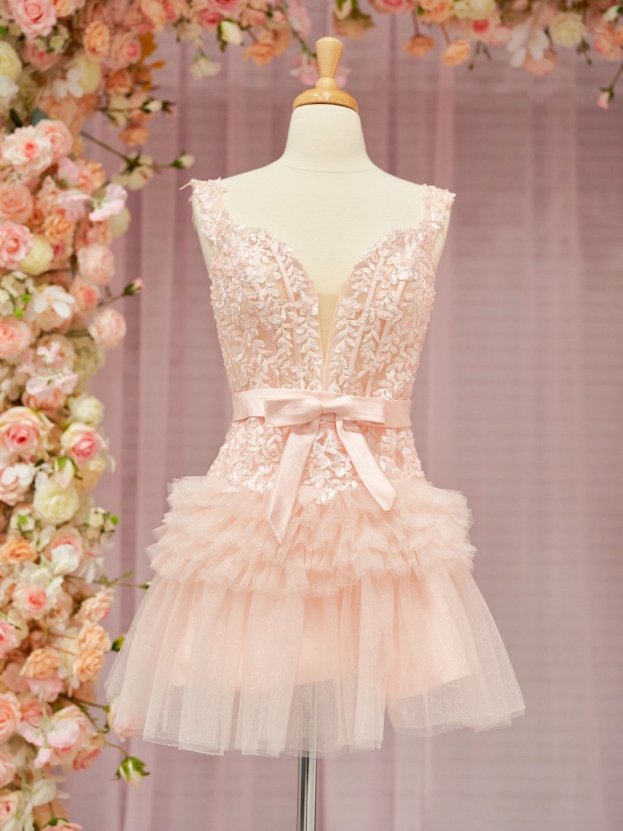 Sadie | A Line Tulle Tiered Short Homecoming Dress