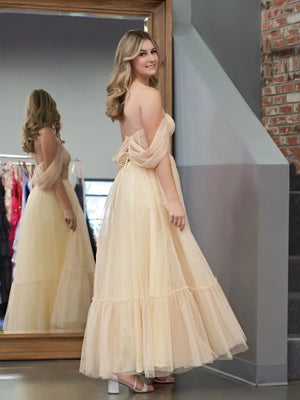 A-Line Tulle Sweetheart Tea-Length Homecoming Dress - KissProm