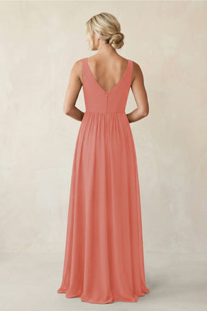 A - Line V - Neck Pleated Chiffon Bridesmaid Dress in Mulberry - KissProm Bridesmaid Dresses