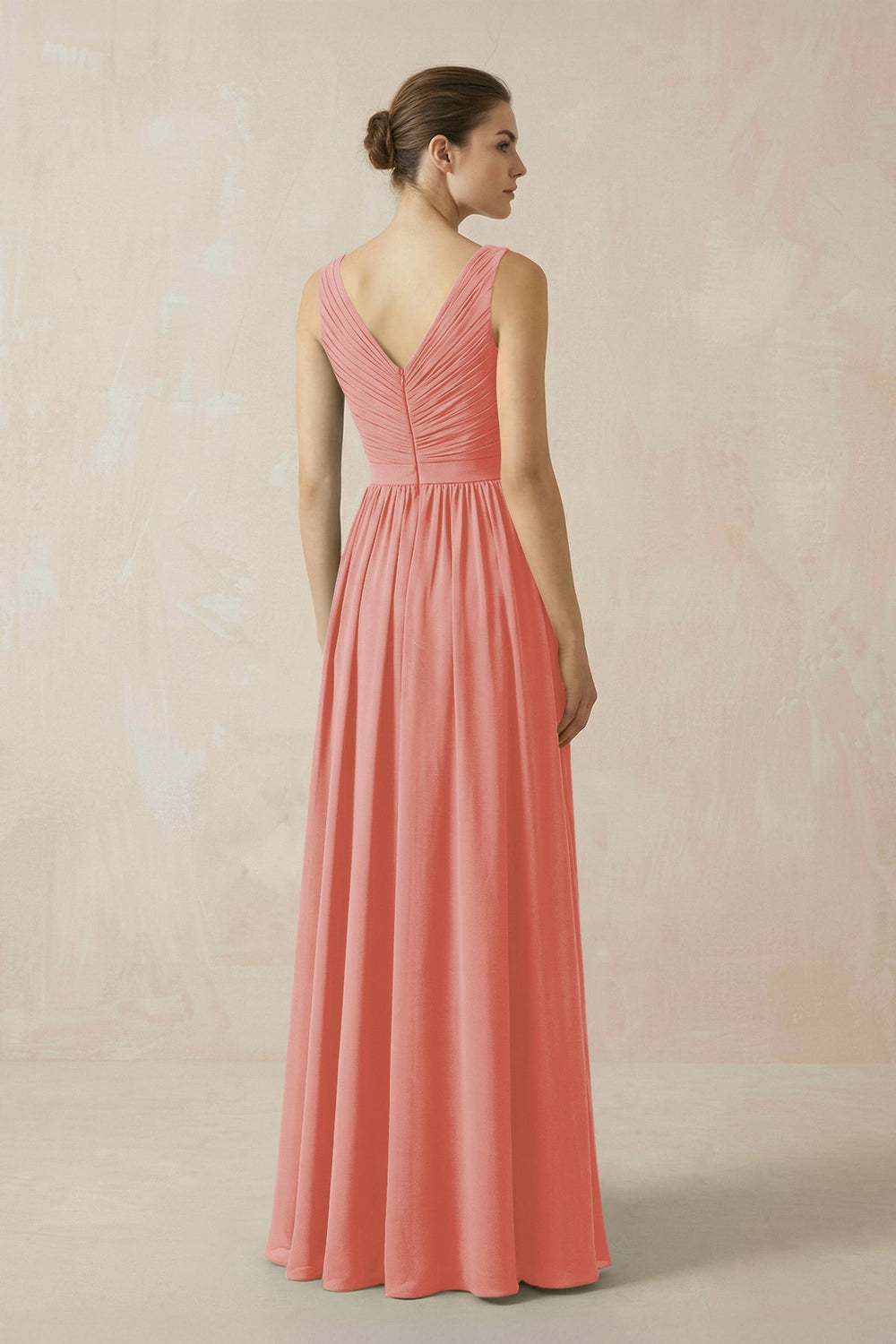 A - Line V - Neck Pleated Chiffon Bridesmaid Dress in Mulberry - KissProm Bridesmaid Dresses