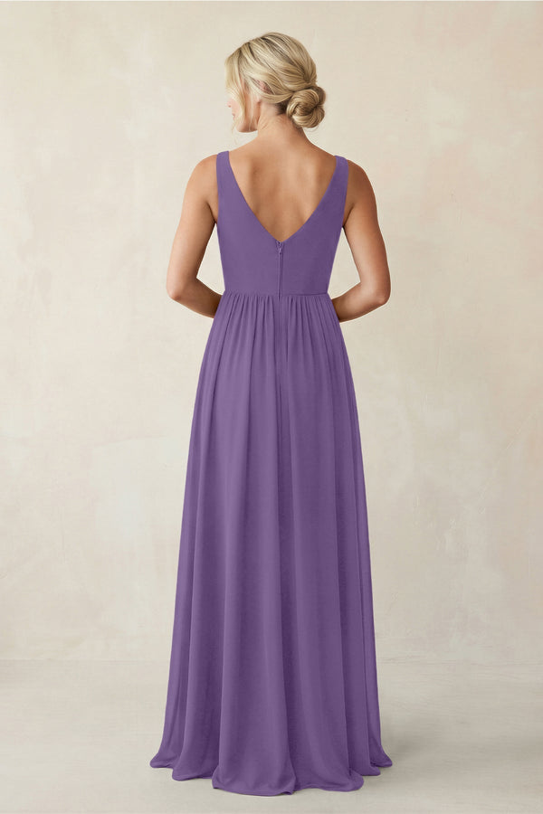 A - Line V - Neck Pleated Chiffon Bridesmaid Dress in Tahiti - KissProm Bridesmaid Dresses