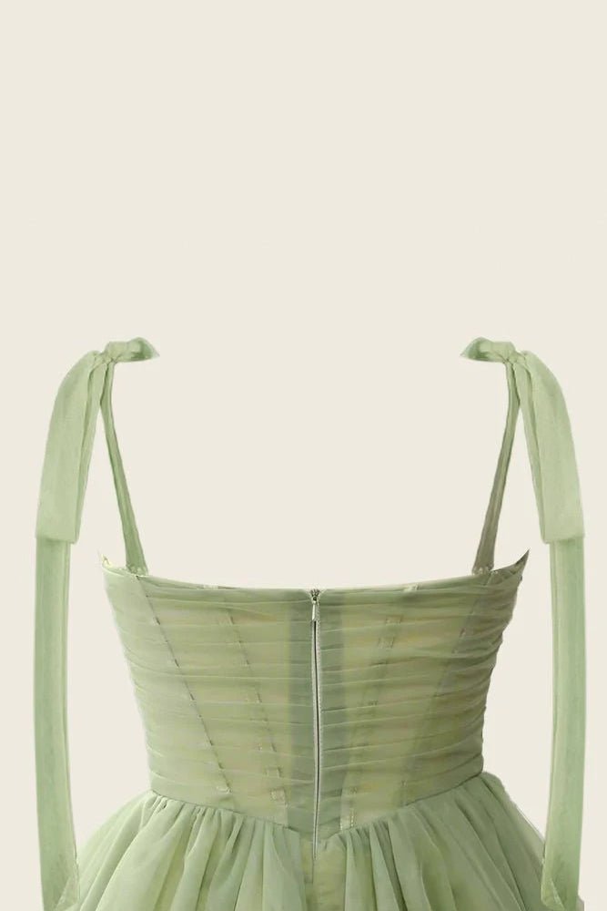 A-Line V-Neck Sage Green Pleated Short Homecoming Dress Sage Green / 14 A-Line V-Neck Sage Green Pleated Short Homecoming Dress Sage Green / 14