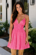 A-line V Neck Sequins Homecoming Dress - KissProm