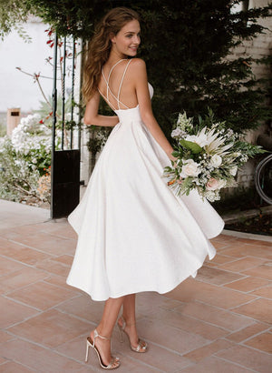 a line knee length wedding dress A-line Dresses,Outdoor Lace Wedding with Sho 24/7 Online Service. Short Wedding Dress Designed Neckline