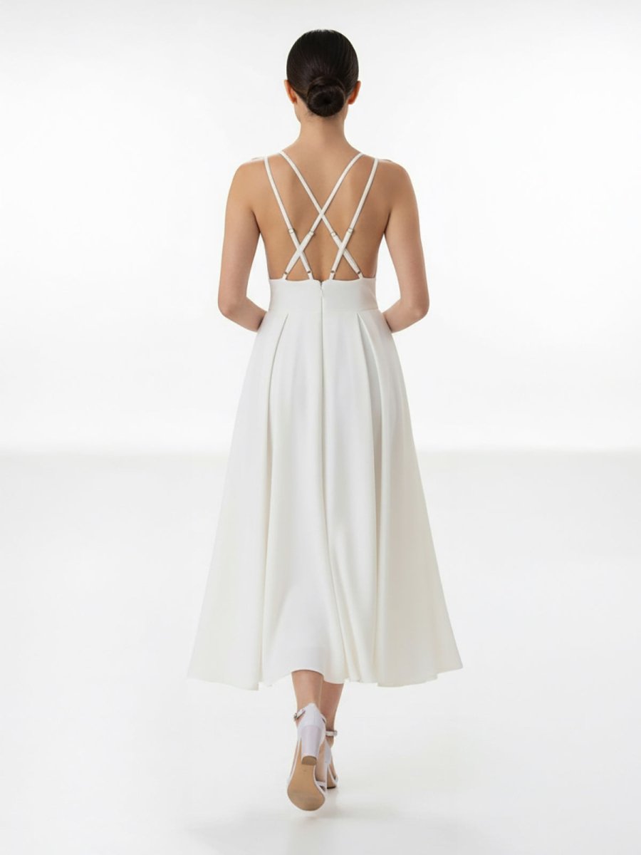 chinese dress ladies A-Line V-Neck Sleeveless Satin Knee-Length Wedding Dress