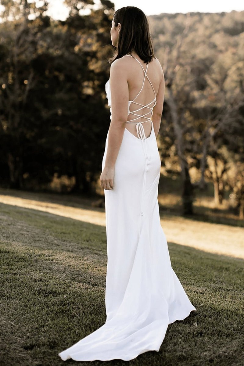 Diamond White Spaghetti Straps Mermaid Wedding Dress
