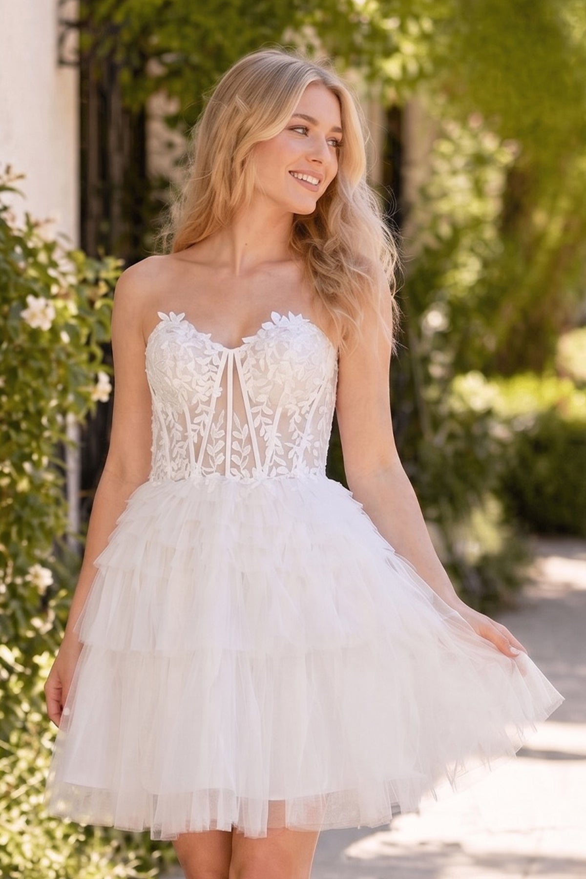 a line lace mini dress KissProm A-Line Sweetheart Short Homecoming Dress, White / 2 Size:14w collection-date-night color-pink or dress it up Brown Velvet A Line