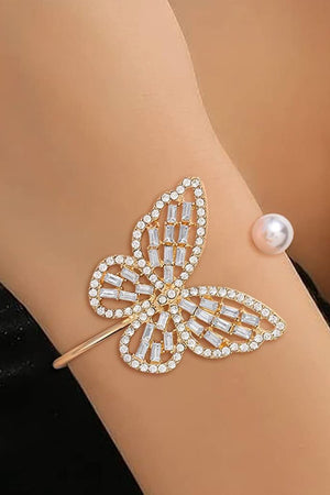 Hollow Crystal Butterfly Open Bracelet - KissProm