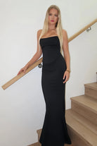 Aegir | Black - Strapless Sleeveless Mermaid Satin Long Prom Dresses - KissProm