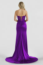 Aeth | Royal Blue Strapless Lace Mermaid Long Prom Dresses With Slit - KissProm