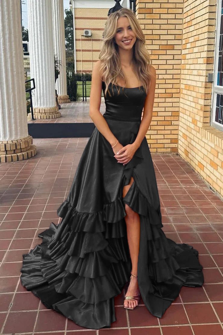princess polly baby blue dress Sheer Tassel Lace Red Satin Unique One Sleeve Prom Dress