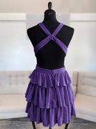 Alia | Purple - V Neck A Line Tiered Chiffon Homecoming Dresses With Cut Out