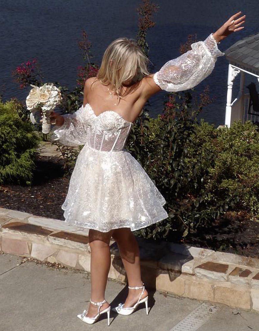 good quality homecoming dresses Skylar A Line Sweetheart Homecoming Dress with Detachable Sleeves