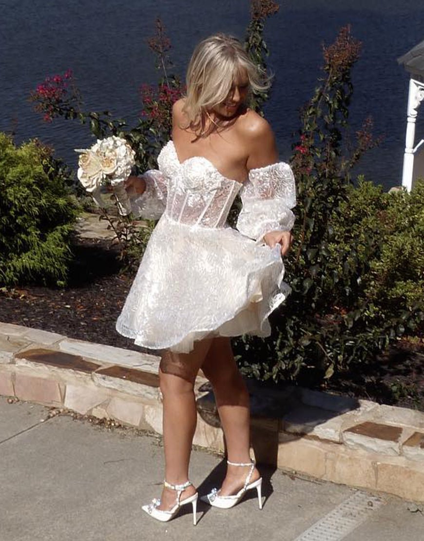 Skylar A Line Sweetheart Homecoming Dress with Detachable Sleeves