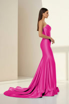 Alirae | Lavender - Strapless Mermaid Satin Pleated Long Formal Prom Dresses With Slit - KissProm