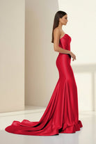 Alirae | Lavender - Strapless Mermaid Satin Pleated Long Formal Prom Dresses With Slit - KissProm