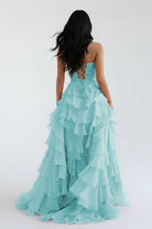 Alondra | Royal Blue Chiffon Sweetheart Ruffle Tiered Long Prom Dress - KissProm