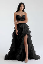 Alondra | Royal Blue Chiffon Sweetheart Ruffle Tiered Long Prom Dress - KissProm