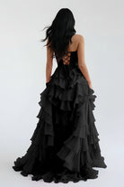 Alondra | Royal Blue Chiffon Sweetheart Ruffle Tiered Long Prom Dress - KissProm