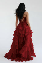 Alondra | Royal Blue Chiffon Sweetheart Ruffle Tiered Long Prom Dress - KissProm