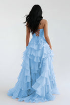 Alondra | Royal Blue Chiffon Sweetheart Ruffle Tiered Long Prom Dress - KissProm