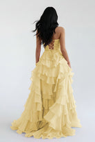 Alondra | Royal Blue Chiffon Sweetheart Ruffle Tiered Long Prom Dress - KissProm