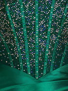Amine | Dark Green - Bodycon Strapless Satin Corset Homecoming Dresses With Beads