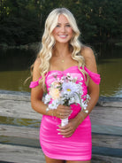 Anette | Fuchsia - Off The Shoulder Tulle Short Homecoming Dresses