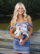 Anette | Ink Blue - Off The Shoulder Tulle Short Homecoming Dresses