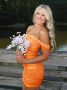 Anette | Orange - Off The Shoulder Tulle Short Homecoming Dresses