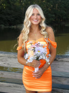 Anette | Orange - Off The Shoulder Tulle Short Homecoming Dresses