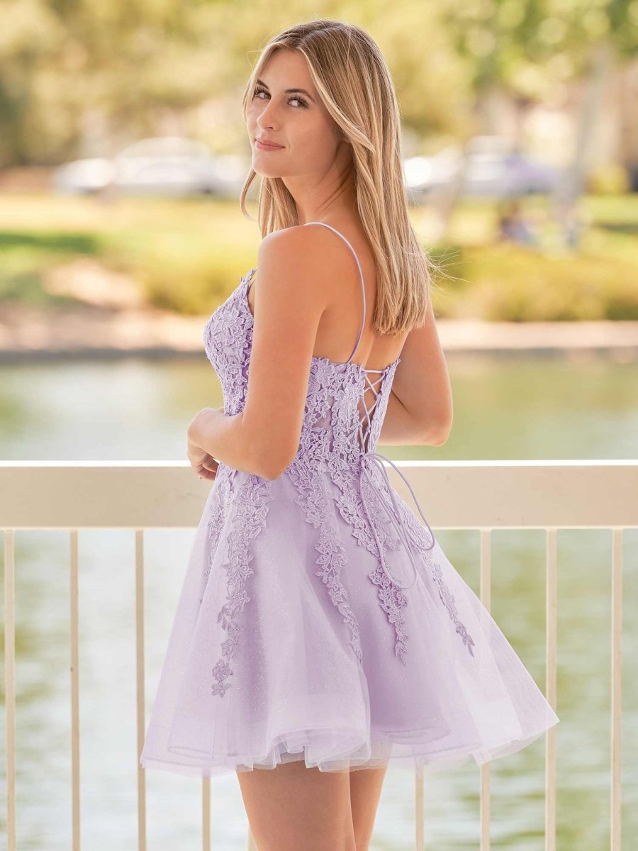 Anisia Sky Blue Lace Spaghetti-Straps Homecoming Dress With Appliques | KissProm Sky Blue / 6 Anisia Sky Blue Lace Spaghetti-Straps Homecoming Dress With Appliques | KissProm Sky Blue / 6