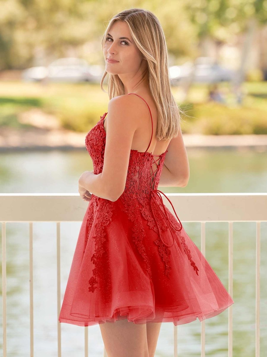 Anisia Sky Blue Lace Spaghetti-Straps Homecoming Dress With Appliques | KissProm Sky Blue / 6 Anisia Sky Blue Lace Spaghetti-Straps Homecoming Dress With Appliques | KissProm Sky Blue / 6