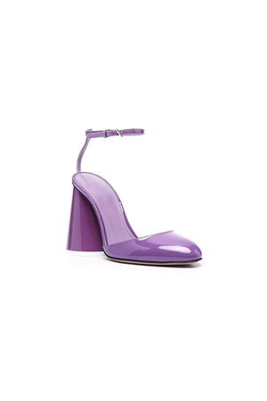Green Ankle Strap Block Heel Sandals - KissProm