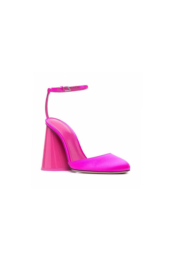Green Ankle Strap Block Heel Sandals - KissProm
