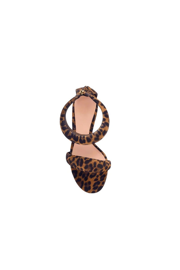 Gold Ankle Strap Leather Stiletto High Heel Sandals - KissProm
