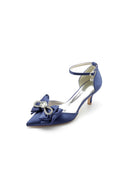 Ankle Strap Stiletto Heels with Bow - KissProm