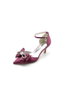 Ankle Strap Stiletto Heels with Bow - KissProm