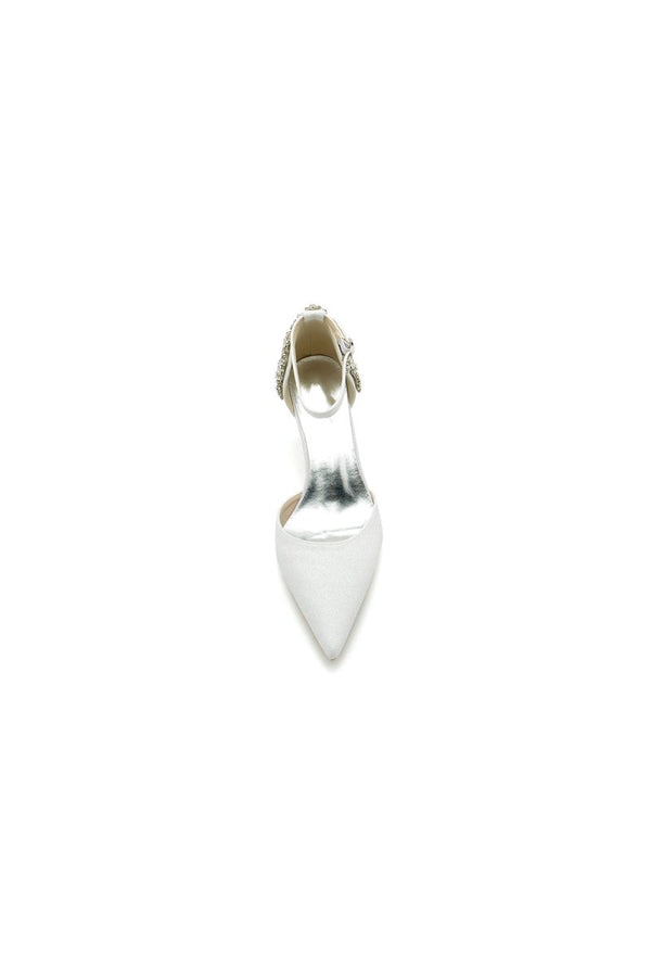 Ankle Strap Wedding Shoes with Rhinestone - KissProm