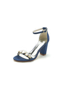 Rhinestone Ankle Strap Wedding Chunky Heels - KissProm