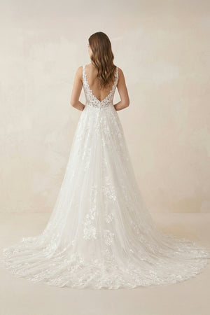 A-Line Bohemian 3D Floral Backless Wedding Dress – Wedding Dresses by KissProm | Available at KissProm