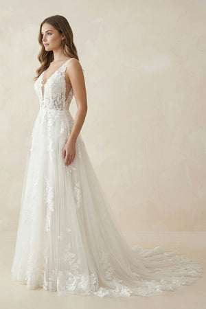 A-Line Bohemian 3D Floral Backless Wedding Dress – Wedding Dresses by KissProm | Available at KissProm