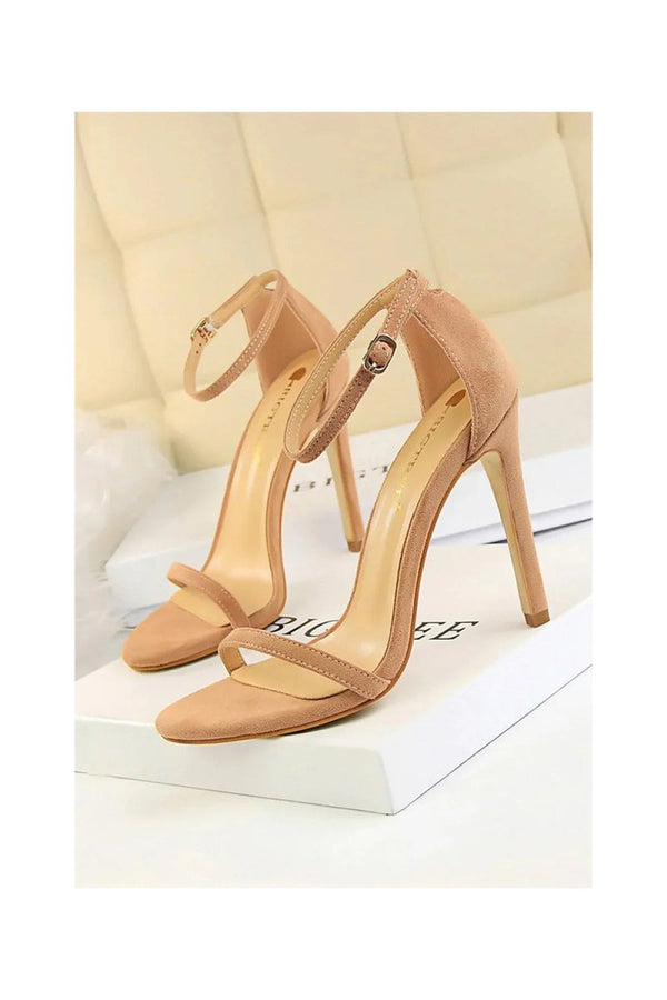 Apricot Strappy Stiletto Heels - KissProm